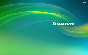 Lenovo 標誌在綠色和藍色波浪背景上
