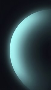 一顆發光的青色行星，背景為黑暗的宇宙。