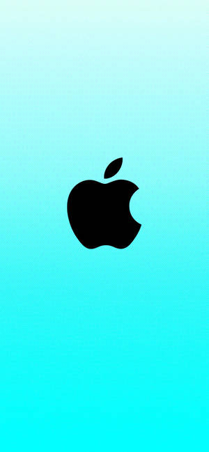 黑色Apple標誌在青色漸變背景上，帶有點狀紋理。 — 蘋果 壁紙