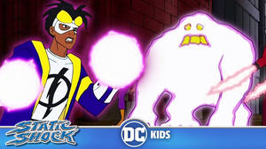 Static Shock 在磚砌小巷中與發光的幽靈戰鬥。 — 卡通 壁紙