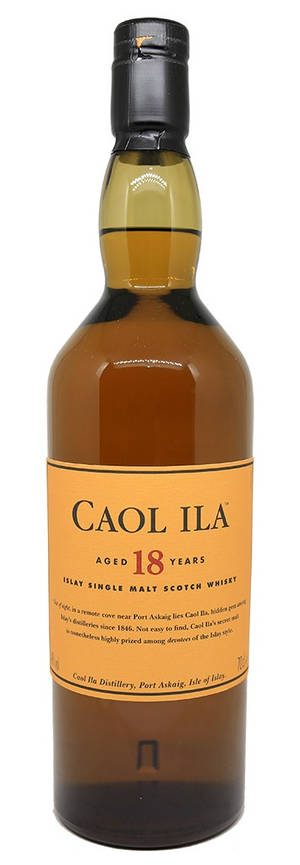 一瓶Caol Ila 18年艾雷島單一麥芽蘇格蘭威士忌。