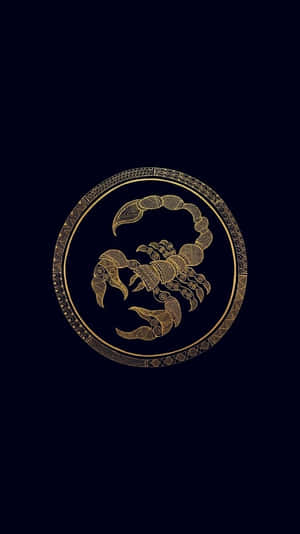 金色天蠍座星座符號在華麗圓形內，深色背景 — 天蠍座 壁紙