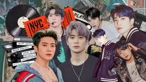 K-pop偶像在色彩繽紛的拼貼畫中，搭配紐約紀念品和復古媒體。