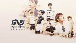 七位 K-pop 偶像在沙漠場景中為 Infinite Be Back 專輯。