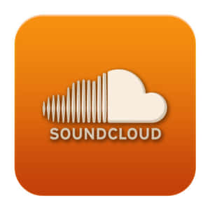 SoundCloud應用程式標誌，在橙色背景上帶有雲朵和聲波設計。