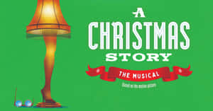 來自《A Christmas Story The Musical》的發光腿形燈，背景為綠色。 — 聖誕節 壁紙