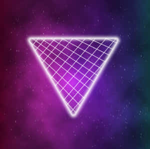 在色彩繽紛的宇宙星雲中，一個發光的白色網格三角形與星星。 — 音樂美學 壁紙