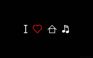黑色背景上的 I heart house music 圖示集