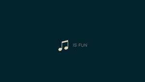 深青色背景上的音符圖示和文字「IS FUN」。
