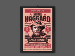 2014年8月25日26日在田納西州納什維爾 Ryman Auditorium 舉行的 Merle Haggard 音樂會海報。