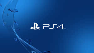 PS4標誌與漂浮的控制器符號在藍色漸變背景上