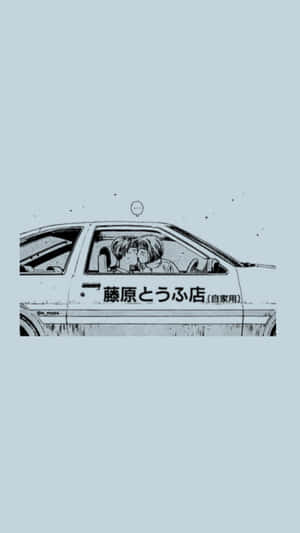 兩個動漫角色在車內接吻，車側有日文字。