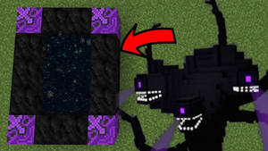 Minecraft終界使者指向一個帶有紫色框架的活躍終界傳送門。 — 暴風 壁紙