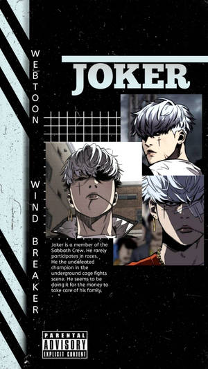 Wind Breaker 嘅動畫角色 Joker，銀髮戰士帶有疤痕，喺籠鬥場景中。