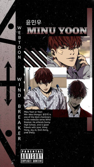《Wind Breaker》中的動漫角色 Minu Yoon，紅髮臉頰貼著膠布。