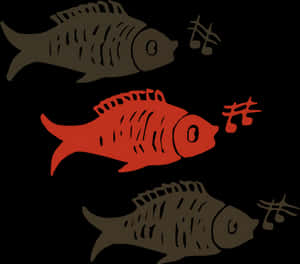 三隻風格化魚兒插畫