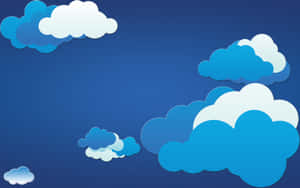 藍白雲朵在漸變天空插圖中飄動。 — 藍天 壁紙