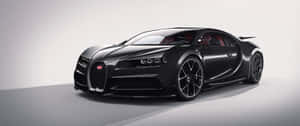 啞光黑色Bugatti Chiron跑車配紅色內飾在工作室 — 低飽和度 壁紙