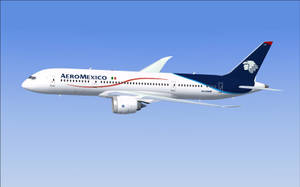 Aeromexico客機在晴朗藍天中飛行