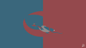 極簡老鼠剪影在青色和栗色分裂背景上移動。 — 紅色和藍色 GIF 壁紙