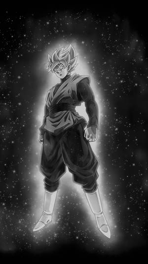 動漫角色，頭髮尖刺，在星空空間中漂浮，帶有發光的光環。