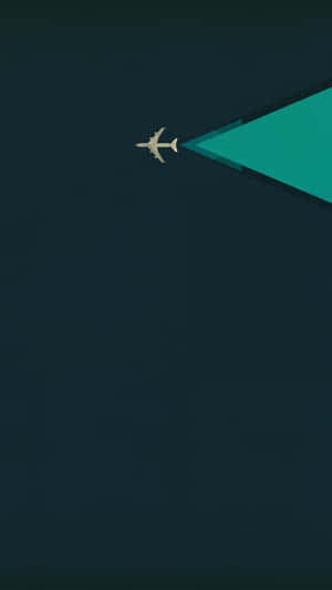 飛機在黑暗的天空中留下藍綠色三角形軌跡。 — 簡約 壁紙