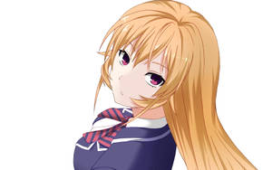 金髮紫眼的動漫女孩穿著水手服微笑。 — 可愛動漫女仔 壁紙