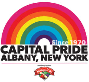 帶有彩虹和贊助商的Capital Pride Albany New York標誌