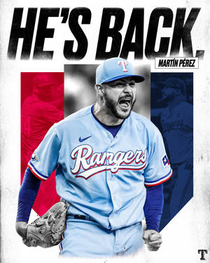 身穿流浪者隊球衣的棒球運動員 Martin Perez 握緊拳頭慶祝。 — 棒球 壁紙