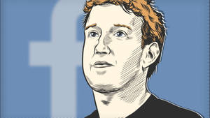 馬克·朱克伯格嘅插圖肖像，背景係Facebook標誌。 — 凌志標誌 GIF 壁紙