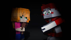 兩個Minecraft風格嘅角色喺黑暗中眼睛發出綠色光芒面對面。 — 伊莉莎白·里昂尼斯 GIF 壁紙