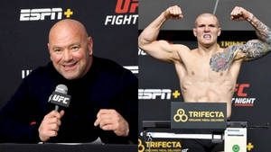 UFC主席達納·懷特和拳手科迪·加布蘭特在稱重活動中。