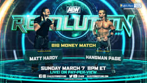 AEW Revolution 摔角活動海報， featuring Matt Hardy 和 Hangman Page。
