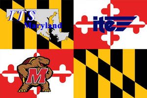 馬里蘭州旗圖案與ITS Maryland和龜吉祥物標誌。
