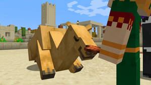 Minecraft牛喺沙漠村莊從玩家手中食嘢