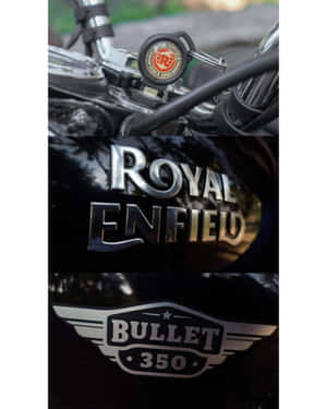 Royal Enfield Bullet 350 電單車標誌和鍍鉻細節特寫。
