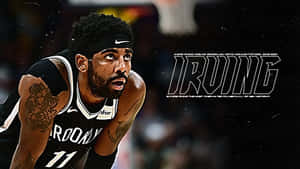 籃球比賽中，身穿布魯克林籃網隊球衣的凱里·歐文（Kyrie Irving）展現強烈專注。