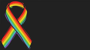 黑色背景上LGBTQ+驕傲的彩虹絲帶符號