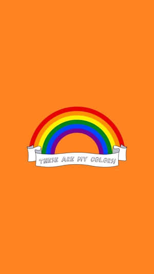 橙色背景上有一道彩虹，橫幅寫著「These are my colors」