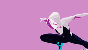 Spider-Gwen 以動感姿態呈現於粉紅色背景上
