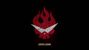 由文字組成的紅色火焰和劍標誌，下方寫有 GURREN LAGANN。