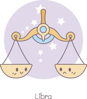 天秤座星座符號，有微笑同皺眉嘅天秤碗，喺星星下面。 — 星座 壁紙