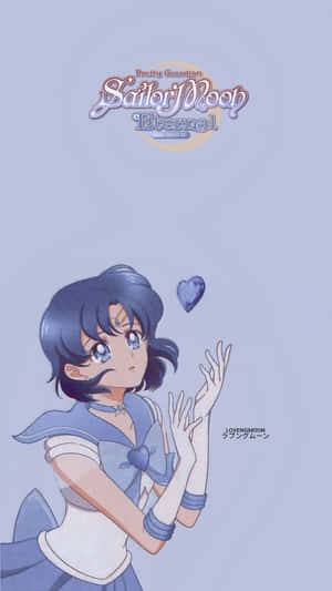 水手服動畫女孩伸手觸摸漂浮的心形