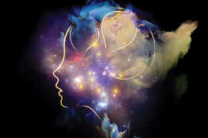 形似人類頭部輪廓的宇宙星雲，帶有發光的星星 — 藝術 壁紙
