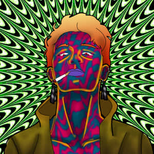 色彩繽紛皮膚的人物在迷幻背景中吸煙 — 藝術 壁紙