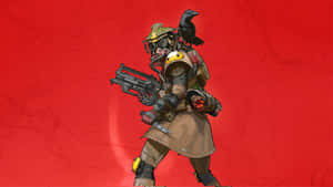 末日後士兵與烏鴉和武器，紅色背景 — Apex 英雄 壁紙