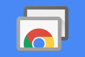 兩部平板電腦在藍色背景上顯示 Chrome 標誌。