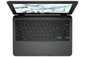 黑色Dell Chromebook手提電腦，屏幕上顯示雪山壁紙。