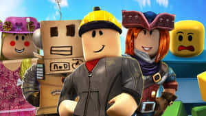 Roblox角色穿著色彩繽紛的服裝，在明亮的場景中一起擺姿勢。