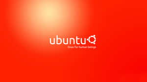 Ubuntu 標誌附有標語 linux for human beings，背景為紅色漸變